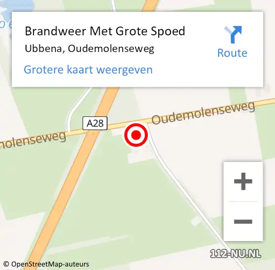 Locatie op kaart van de 112 melding: Brandweer Met Grote Spoed Naar Ubbena, Oudemolenseweg op 17 december 2022 14:34