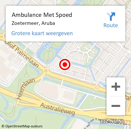 Locatie op kaart van de 112 melding: Ambulance Met Spoed Naar Zoetermeer, Aruba op 17 december 2022 15:06