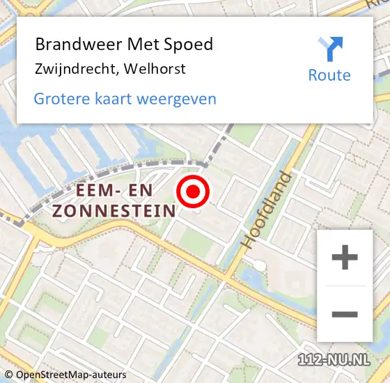 Locatie op kaart van de 112 melding: Brandweer Met Spoed Naar Zwijndrecht, Welhorst op 17 december 2022 15:12