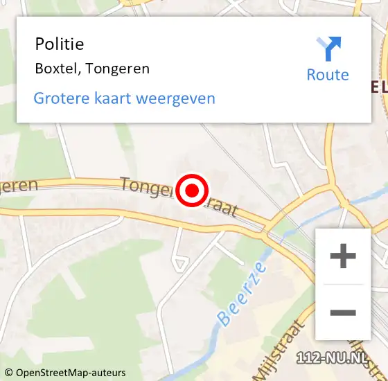 Locatie op kaart van de 112 melding: Politie Boxtel, Tongeren op 17 december 2022 15:18