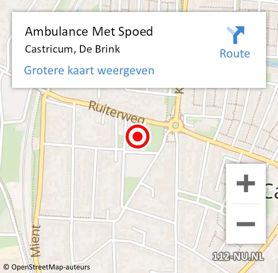 Locatie op kaart van de 112 melding: Ambulance Met Spoed Naar Castricum, De Brink op 17 december 2022 15:19