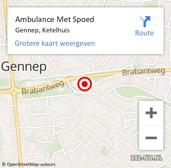 Locatie op kaart van de 112 melding: Ambulance Met Spoed Naar Gennep, Ketelhuis op 17 december 2022 15:30