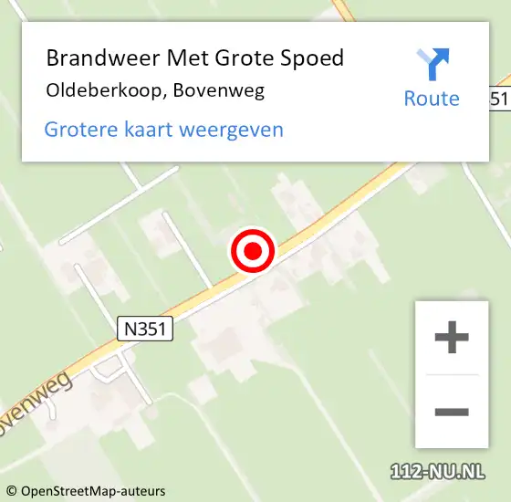 Locatie op kaart van de 112 melding: Brandweer Met Grote Spoed Naar Oldeberkoop, Bovenweg op 17 december 2022 15:34