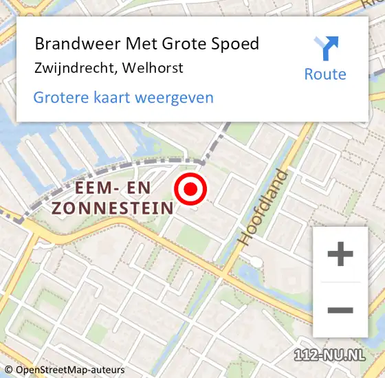 Locatie op kaart van de 112 melding: Brandweer Met Grote Spoed Naar Zwijndrecht, Welhorst op 17 december 2022 15:37