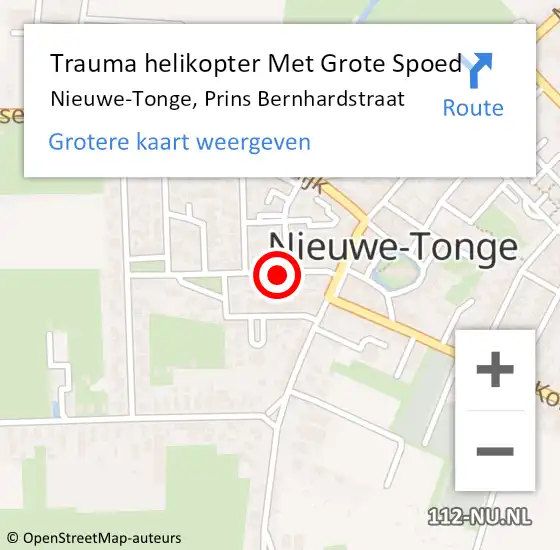 Locatie op kaart van de 112 melding: Trauma helikopter Met Grote Spoed Naar Nieuwe-Tonge, Prins Bernhardstraat op 17 december 2022 15:37