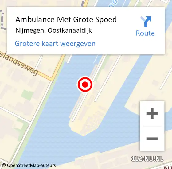 Locatie op kaart van de 112 melding: Ambulance Met Grote Spoed Naar Nijmegen, Oostkanaaldijk op 17 december 2022 15:43