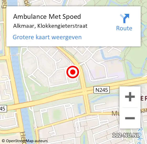 Locatie op kaart van de 112 melding: Ambulance Met Spoed Naar Alkmaar, Klokkengieterstraat op 17 december 2022 15:45