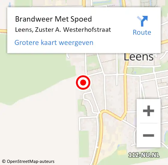 Locatie op kaart van de 112 melding: Brandweer Met Spoed Naar Leens, Zuster A. Westerhofstraat op 17 december 2022 15:56
