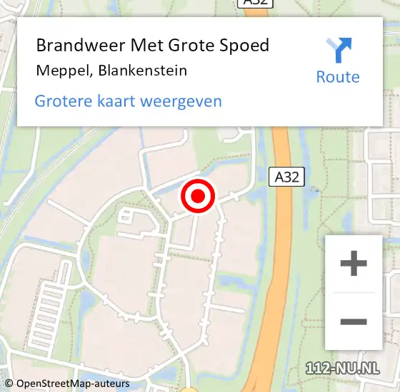 Locatie op kaart van de 112 melding: Brandweer Met Grote Spoed Naar Meppel, Blankenstein op 17 december 2022 16:08