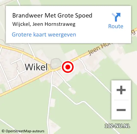 Locatie op kaart van de 112 melding: Brandweer Met Grote Spoed Naar Wijckel, Jeen Hornstraweg op 17 december 2022 16:08