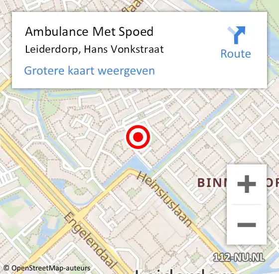 Locatie op kaart van de 112 melding: Ambulance Met Spoed Naar Leiderdorp, Hans Vonkstraat op 17 december 2022 16:14