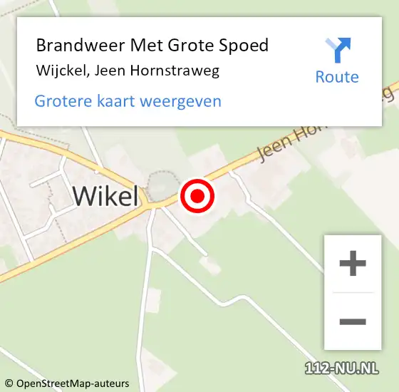 Locatie op kaart van de 112 melding: Brandweer Met Grote Spoed Naar Wijckel, Jeen Hornstraweg op 17 december 2022 16:14