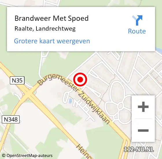 Locatie op kaart van de 112 melding: Brandweer Met Spoed Naar Raalte, Landrechtweg op 17 december 2022 16:26