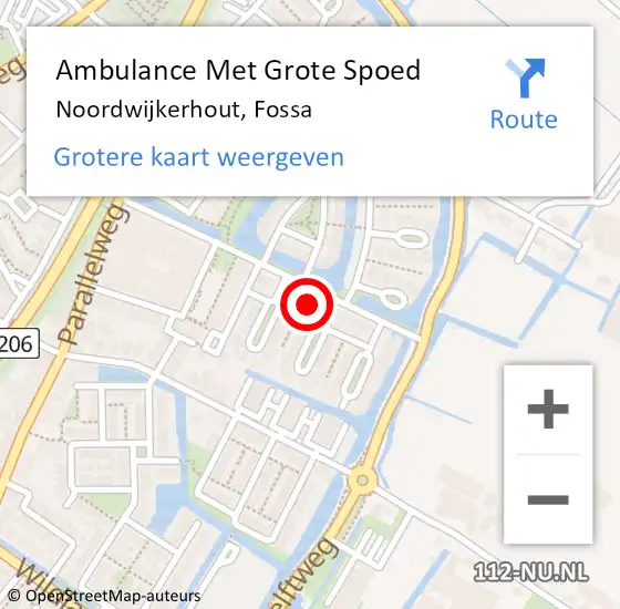 Locatie op kaart van de 112 melding: Ambulance Met Grote Spoed Naar Noordwijkerhout, Fossa op 17 december 2022 16:27