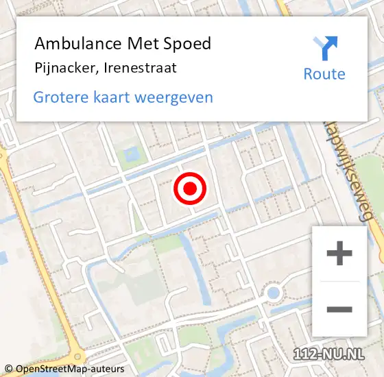 Locatie op kaart van de 112 melding: Ambulance Met Spoed Naar Pijnacker, Irenestraat op 17 december 2022 16:29