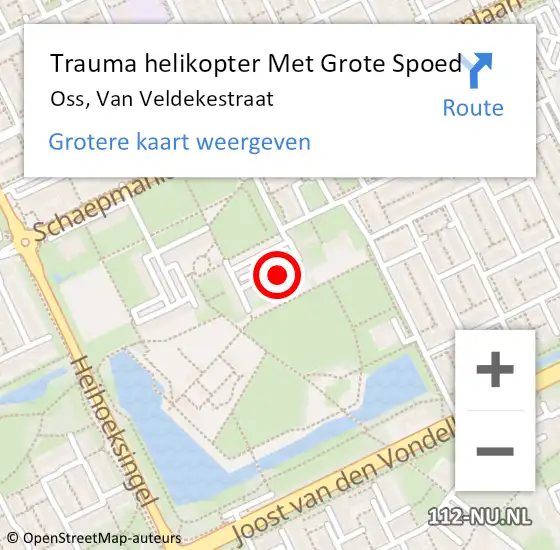 Locatie op kaart van de 112 melding: Trauma helikopter Met Grote Spoed Naar Oss, Van Veldekestraat op 17 december 2022 16:41