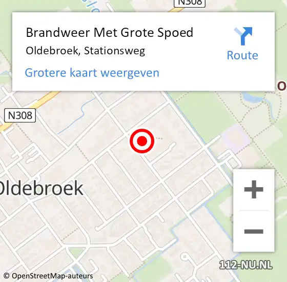 Locatie op kaart van de 112 melding: Brandweer Met Grote Spoed Naar Oldebroek, Stationsweg op 17 december 2022 16:49