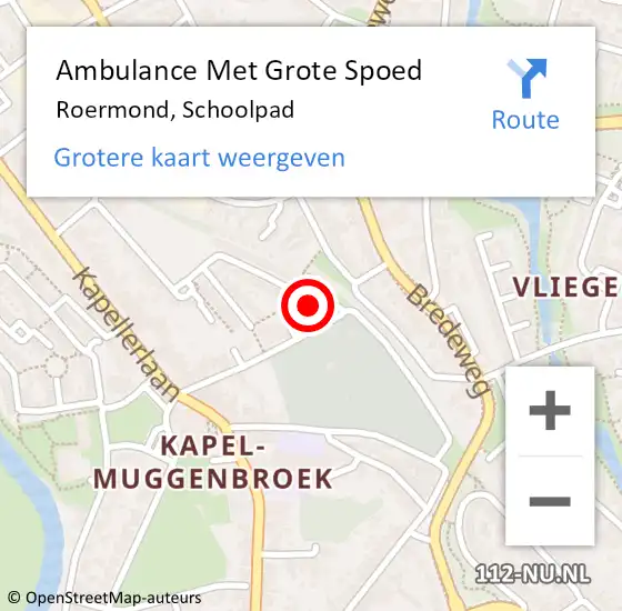 Locatie op kaart van de 112 melding: Ambulance Met Grote Spoed Naar Roermond, Schoolpad op 17 december 2022 16:55