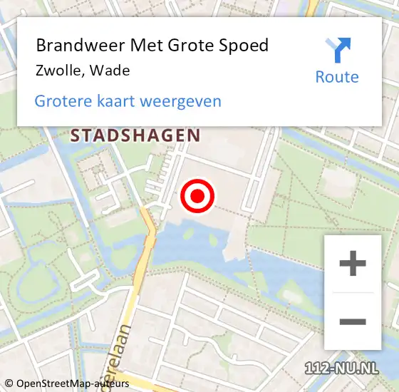 Locatie op kaart van de 112 melding: Brandweer Met Grote Spoed Naar Zwolle, Wade op 17 december 2022 17:06