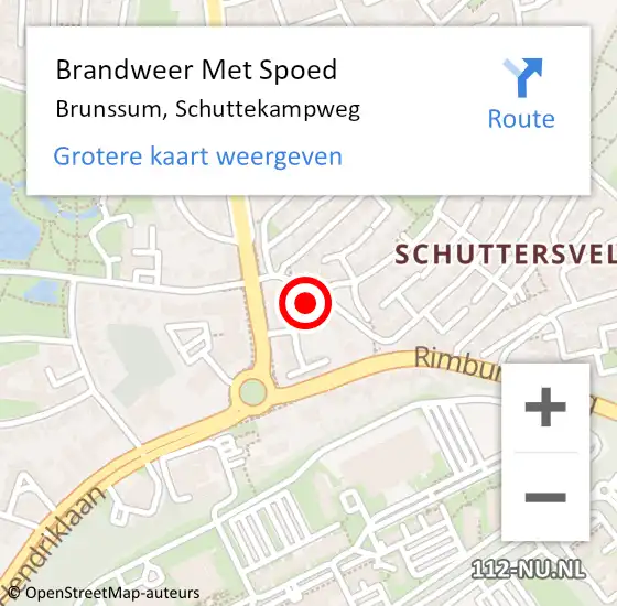 Locatie op kaart van de 112 melding: Brandweer Met Spoed Naar Brunssum, Schuttekampweg op 17 december 2022 17:07