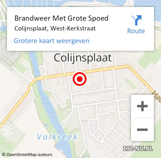 Locatie op kaart van de 112 melding: Brandweer Met Grote Spoed Naar Colijnsplaat, West-Kerkstraat op 17 december 2022 17:09
