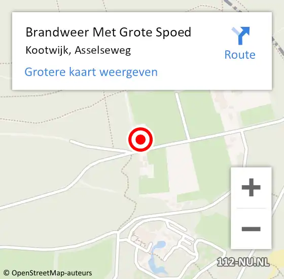 Locatie op kaart van de 112 melding: Brandweer Met Grote Spoed Naar Kootwijk, Asselseweg op 17 december 2022 17:28