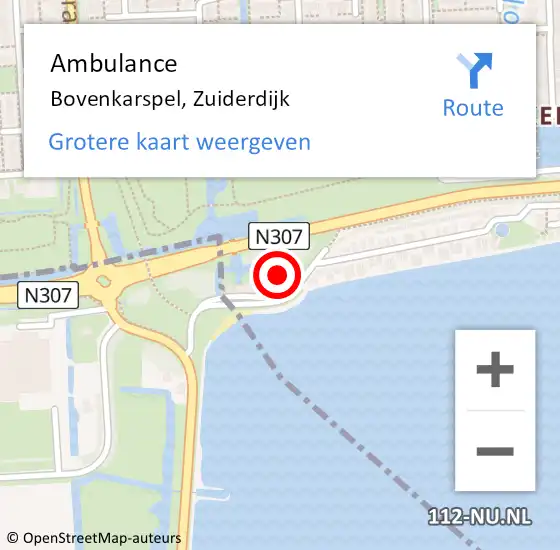 Locatie op kaart van de 112 melding: Ambulance Bovenkarspel, Zuiderdijk op 17 december 2022 17:31