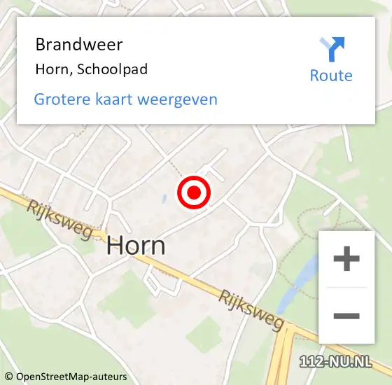 Locatie op kaart van de 112 melding: Brandweer Horn, Schoolpad op 8 augustus 2014 18:10