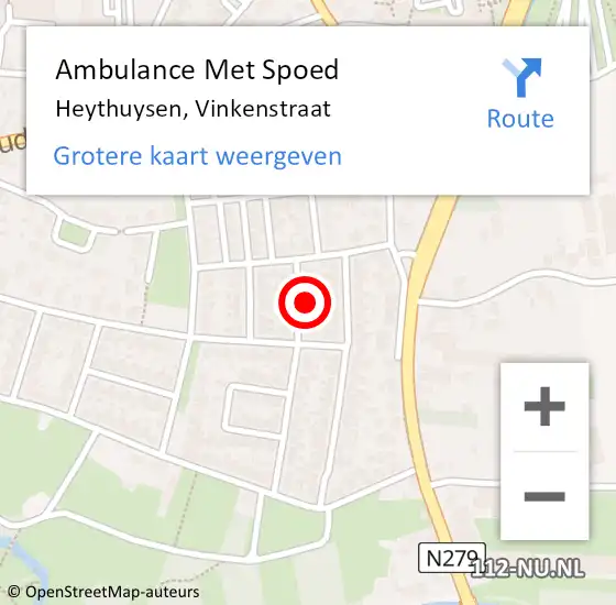 Locatie op kaart van de 112 melding: Ambulance Met Spoed Naar Heythuysen, Vinkenstraat op 17 december 2022 17:46