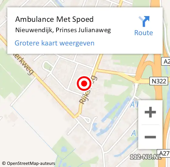 Locatie op kaart van de 112 melding: Ambulance Met Spoed Naar Nieuwendijk, Prinses Julianaweg op 8 augustus 2014 18:12