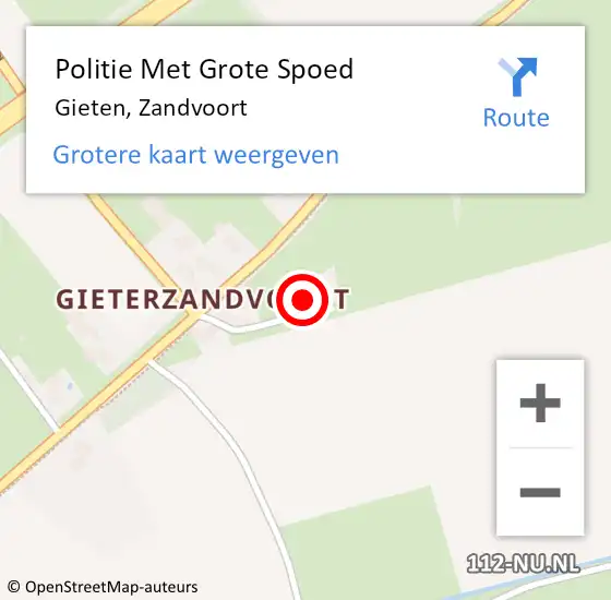 Locatie op kaart van de 112 melding: Politie Met Grote Spoed Naar Gieten, Zandvoort op 17 december 2022 18:33