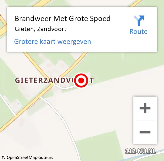 Locatie op kaart van de 112 melding: Brandweer Met Grote Spoed Naar Gieten, Zandvoort op 17 december 2022 18:33