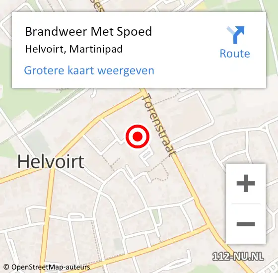 Locatie op kaart van de 112 melding: Brandweer Met Spoed Naar Helvoirt, Martinipad op 17 december 2022 18:38