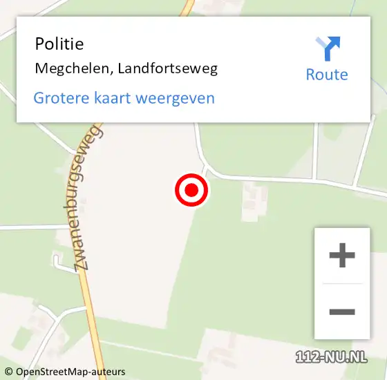 Locatie op kaart van de 112 melding: Politie Megchelen, Landfortseweg op 17 december 2022 18:48