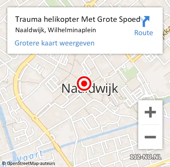 Locatie op kaart van de 112 melding: Trauma helikopter Met Grote Spoed Naar Naaldwijk, Wilhelminaplein op 17 december 2022 18:49