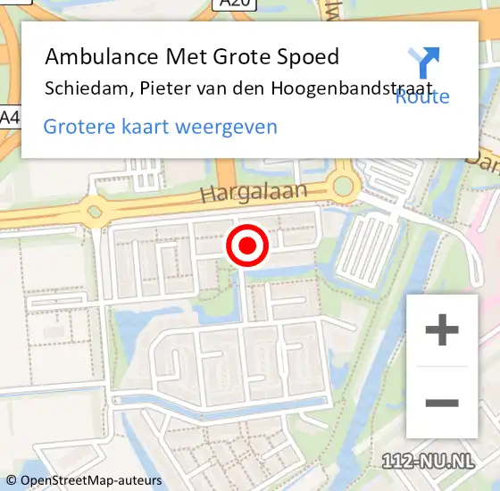 Locatie op kaart van de 112 melding: Ambulance Met Grote Spoed Naar Schiedam, Pieter van den Hoogenbandstraat op 17 december 2022 18:57