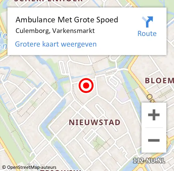 Locatie op kaart van de 112 melding: Ambulance Met Grote Spoed Naar Culemborg, Varkensmarkt op 17 december 2022 19:15