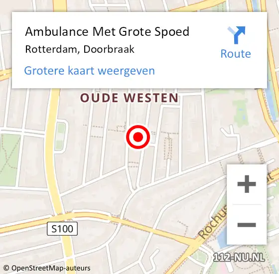 Locatie op kaart van de 112 melding: Ambulance Met Grote Spoed Naar Rotterdam, Doorbraak op 17 december 2022 19:31