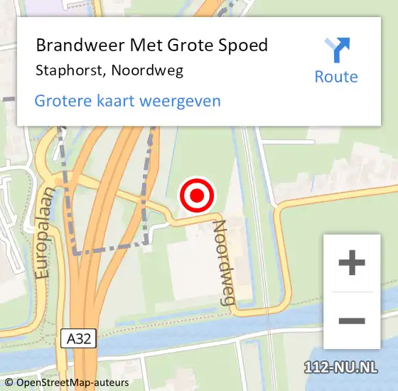 Locatie op kaart van de 112 melding: Brandweer Met Grote Spoed Naar Staphorst, Noordweg op 17 december 2022 19:43