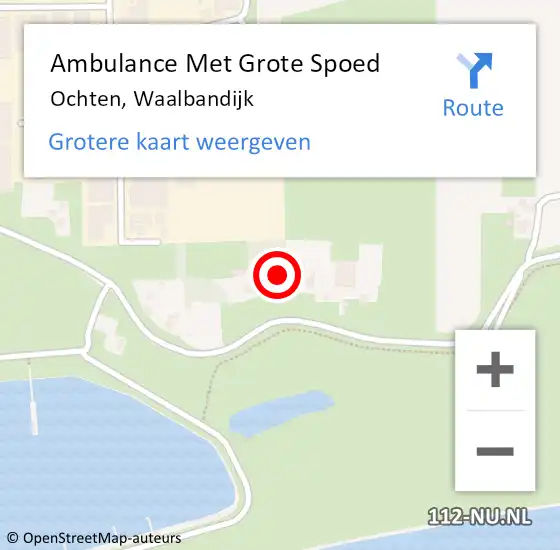 Locatie op kaart van de 112 melding: Ambulance Met Grote Spoed Naar Ochten, Waalbandijk op 17 december 2022 19:46