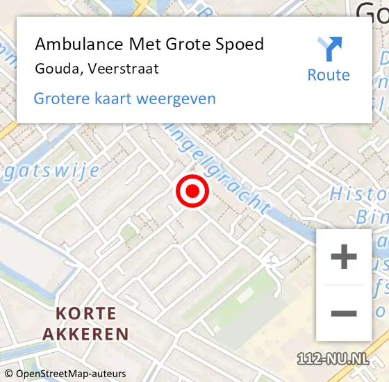 Locatie op kaart van de 112 melding: Ambulance Met Grote Spoed Naar Gouda, Veerstraat op 17 december 2022 20:03