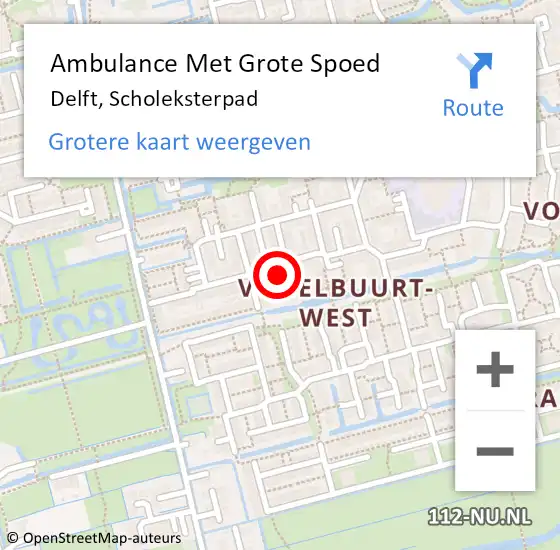 Locatie op kaart van de 112 melding: Ambulance Met Grote Spoed Naar Delft, Scholeksterpad op 17 december 2022 20:05