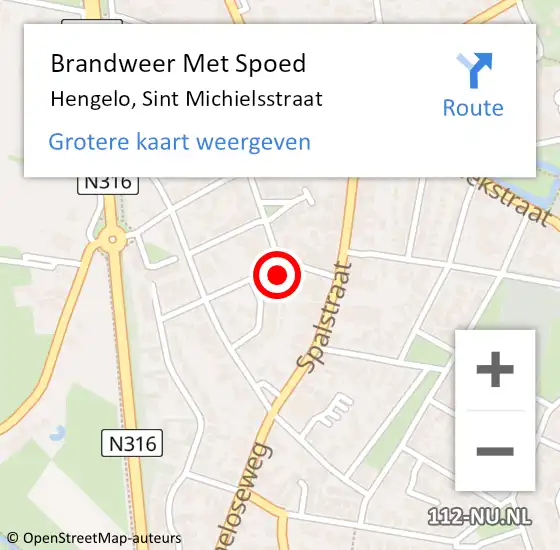 Locatie op kaart van de 112 melding: Brandweer Met Spoed Naar Hengelo, Sint Michielsstraat op 17 december 2022 20:20