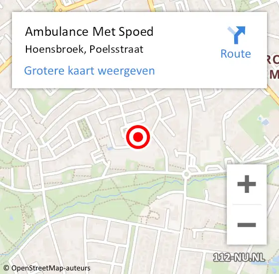 Locatie op kaart van de 112 melding: Ambulance Met Spoed Naar Hoensbroek, Poelsstraat op 10 oktober 2013 23:19