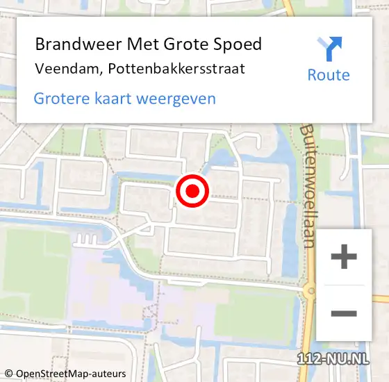 Locatie op kaart van de 112 melding: Brandweer Met Grote Spoed Naar Veendam, Pottenbakkersstraat op 8 augustus 2014 18:28