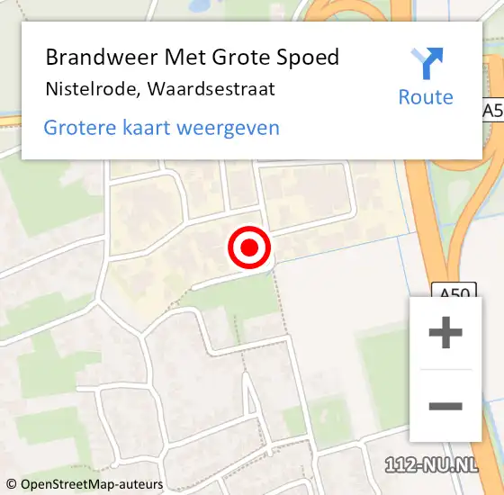 Locatie op kaart van de 112 melding: Brandweer Met Grote Spoed Naar Nistelrode, Waardsestraat op 17 december 2022 20:51