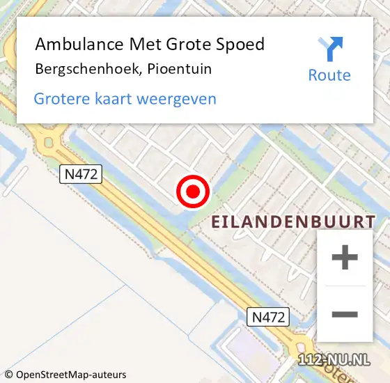 Locatie op kaart van de 112 melding: Ambulance Met Grote Spoed Naar Bergschenhoek, Pioentuin op 17 december 2022 21:01