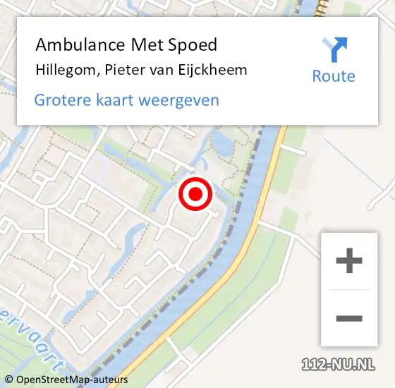 Locatie op kaart van de 112 melding: Ambulance Met Spoed Naar Hillegom, Pieter van Eijckheem op 8 augustus 2014 18:31