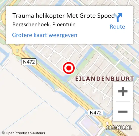 Locatie op kaart van de 112 melding: Trauma helikopter Met Grote Spoed Naar Bergschenhoek, Pioentuin op 17 december 2022 21:01
