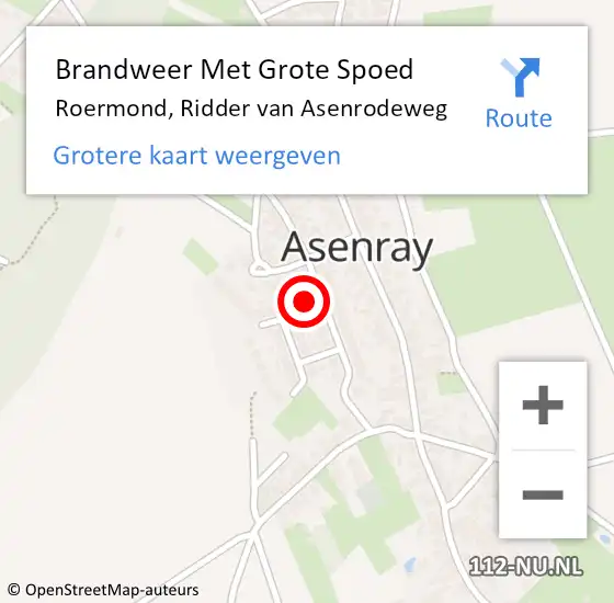 Locatie op kaart van de 112 melding: Brandweer Met Grote Spoed Naar Roermond, Ridder van Asenrodeweg op 17 december 2022 21:09